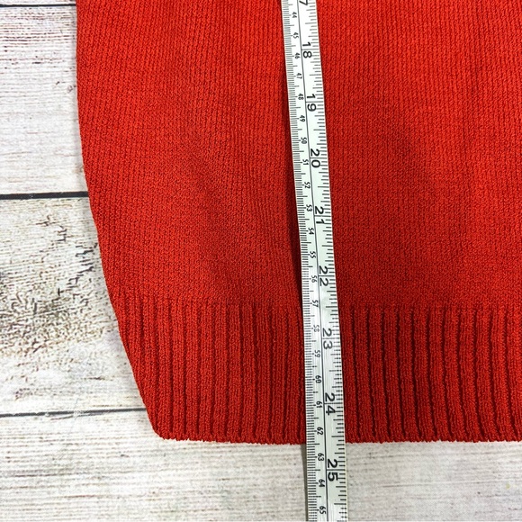 St. John Sport Orange Gold Knit Wool Cardigan Sweater Size M FLAWS - Picture 13 of 13